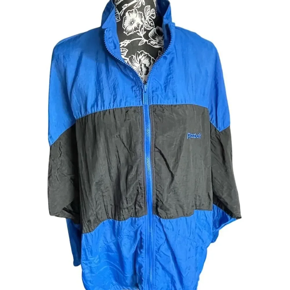 Vintage Reebok Blue & Black Windbreaker Size Large